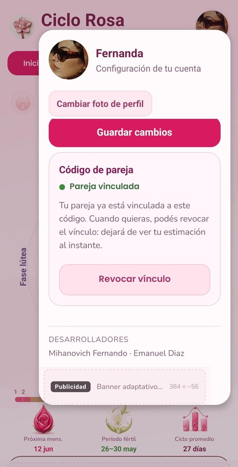 Pantalla del modo pareja con vínculo revocable